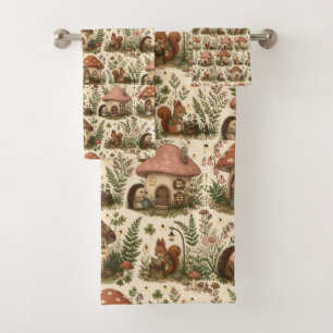 Cottagecore Woodland Animal Bath Towel Set