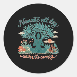 Cottagecore Yoga Forest Canopy Hand Lettered Scrip Classic Round Sticker