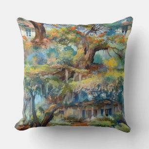 Cottages and Live Oaks with Spanish Moss Cushion