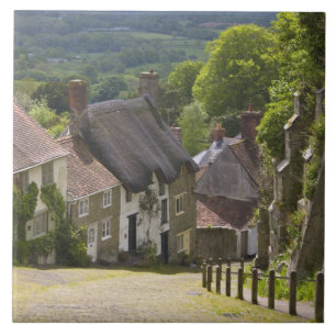 Cottages at Gold Hill, Shaftesbury, Dorset, Ceramic Tile