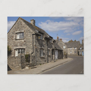 Cottages, Corfe Castle village, Dorset, England, Postcard