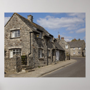 Cottages, Corfe Castle village, Dorset, England, Poster