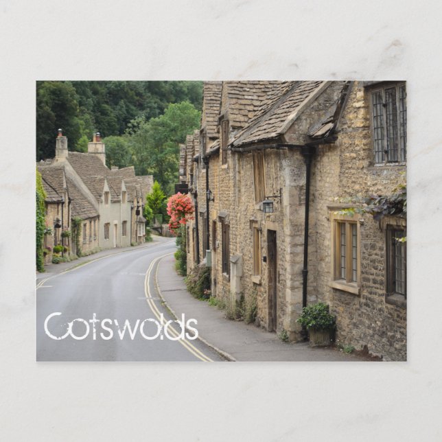 Cottages in Castle Combe text postcard (Front)