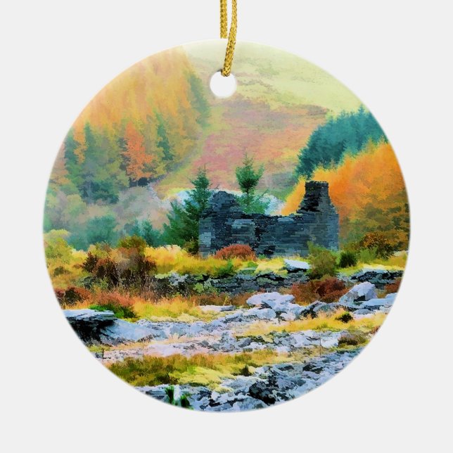 COTTAGES WALES CERAMIC TREE DECORATION (Front)