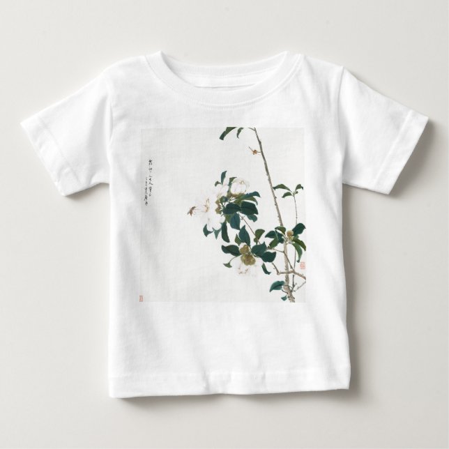 COTTON BABY GIRL T-SHIRT WITH CUSTOM NAME FLOWERS (Front)