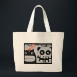 COTTON Bag HAPPY MONSTER TOTE W/ NAME<br><div class="desc">I MAKE USEFUL ART.  MY WORK IS ORIGINAL DESIGN.
THANK YOU FOR CONSIDERING MY WORK.
THANK YOU FOR STOPPING BY.</div>