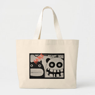 COTTON Bag HAPPY MONSTER TOTE W/ NAME