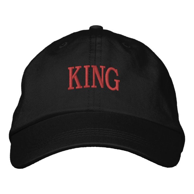 Cotton Black Colour King Printed Text-Hat Embroidered Hat (Front)