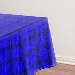 Cotton & Black Lines Country Blue Tartan Plaid Tablecloth