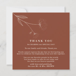 Cotton Boho Terracotta Indie modern thank you Invitation