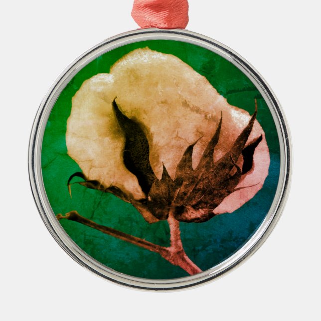 Cotton Boll Metal Ornament (Front)