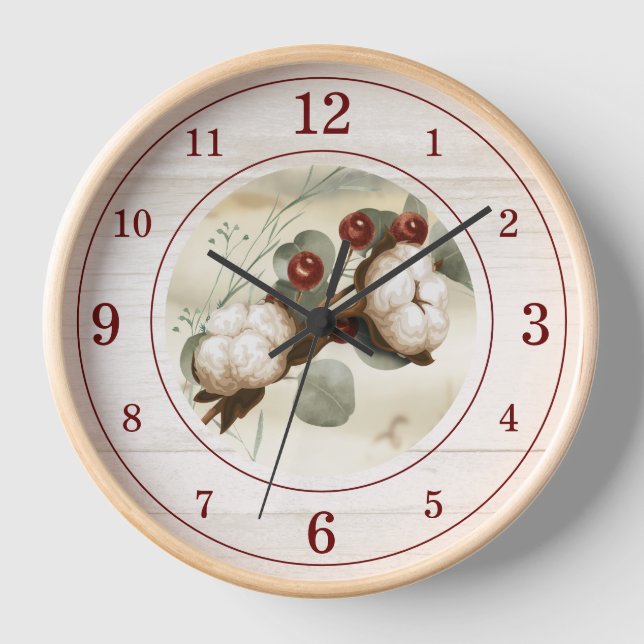 Cotton Boll Plant  Clock (Front)
