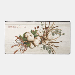 Cotton Boll Plant Elegant Personalised Desk Mat