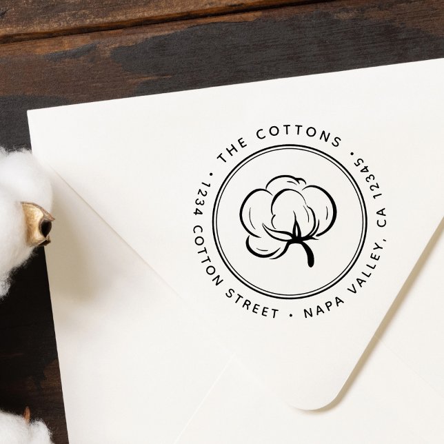 Cotton Boll Return Adddress Self-inking Stamp (Creator Uploaded)