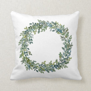 Cotton boxwood wreath pillow
