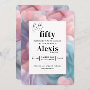 Cotton Candy Abstract for 50th Birthday Party Invitation