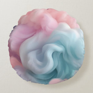 Cotton Candy Abstract Round Cushion