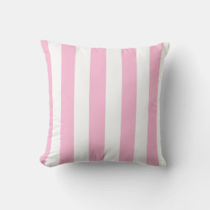 Cotton Candy and White Vertical Stripes Cushion