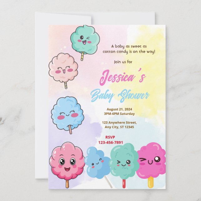 Cotton Candy Baby Shower Invitation (Front)