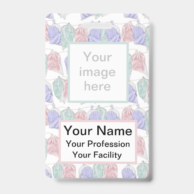 Cotton Candy Bags on String Badge ID Badge (Front)