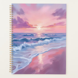 Cotton Candy Beach Pink Ocean Waves Painting Planner