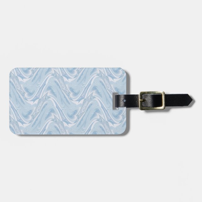 Cotton Candy Blue Abstract Luggage Tag (Front Horizontal)
