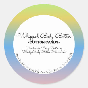 Cotton Candy Body Butter Bath Branding Packaging A Classic Round Sticker