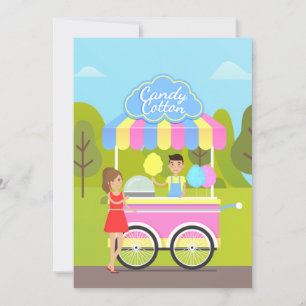 Cotton Candy Cart in Park Sweet Summer Treat Invitation