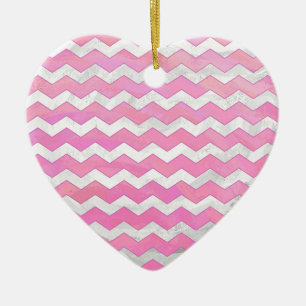 Cotton Candy Chevon Pattern Ceramic Tree Decoration