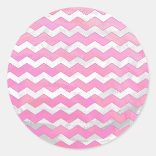 Cotton Candy Chevon Pattern Classic Round Sticker