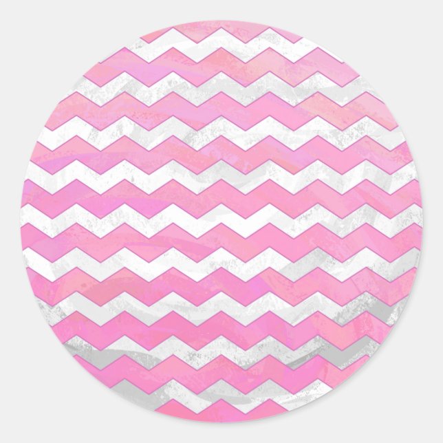 Cotton Candy Chevon Pattern Classic Round Sticker (Front)