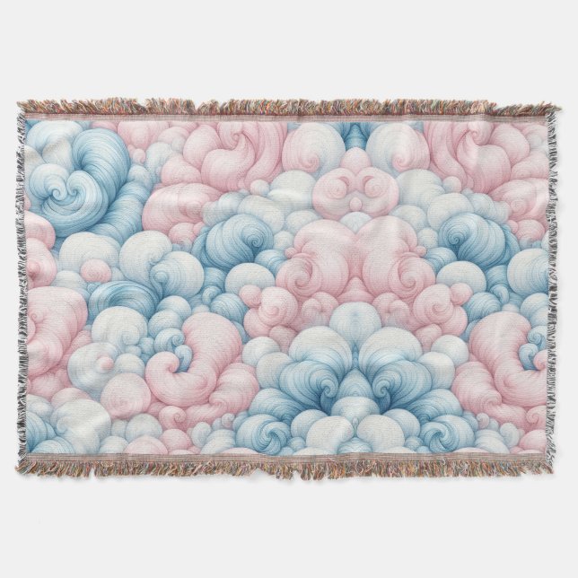 Cotton Candy Clouds Throw Blanket (Front)