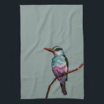 Cotton Candy Colour Bird Painting Tea Towel<br><div class="desc">This is a watercolor painting of a bird in cotton candy colours. It is perched on a branch.</div>