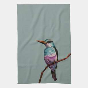 Cotton Candy Colour Bird Painting Tea Towel