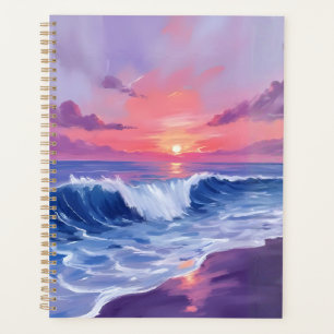 Cotton Candy Cove Pink Ocean Watercolor Painted Planner