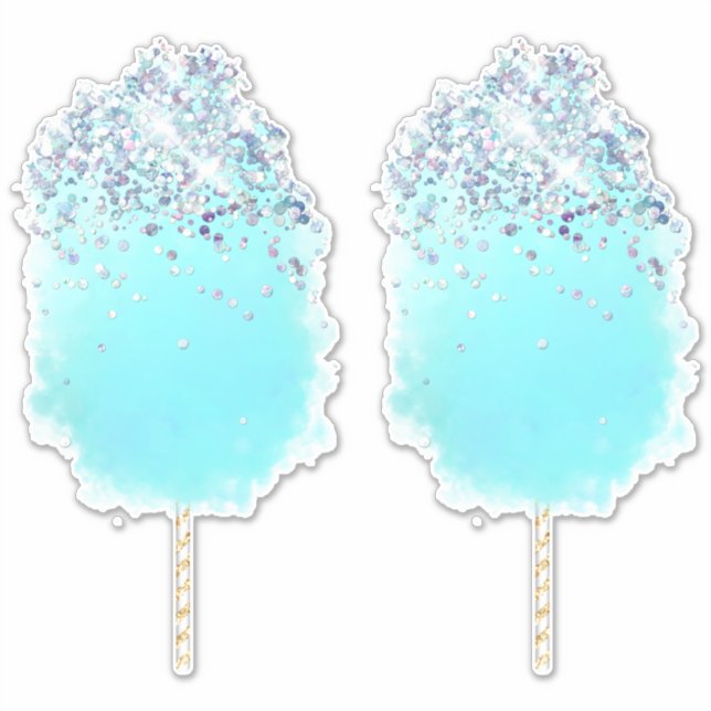 Cotton candy cute blue and silver glitter  (Front)