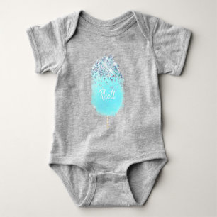 Cotton candy cute blue and silver glitter  baby bodysuit