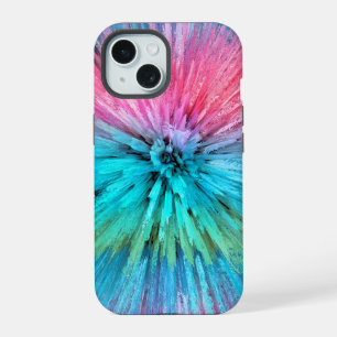 Cotton Candy Energy Burst Fractal Art iPhone 15 Case