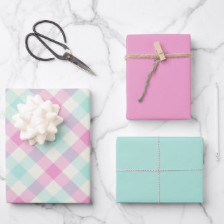 Cotton Candy Gingham Wrapping Paper Sheet