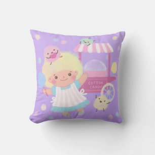 Cotton Candy Girl with Sweet Fluffy Monsters Cushion