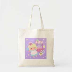 Cotton Candy Girl with Sweet Fluffy Monsters Tote Bag