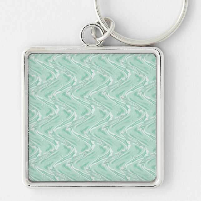 Cotton Candy Green Abstract Key Ring (Front)