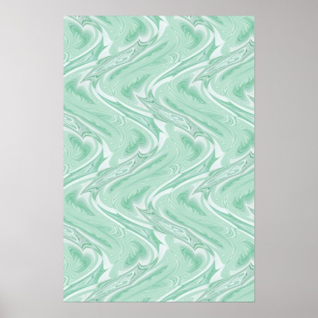 Cotton Candy Green Abstract Poster (Front)