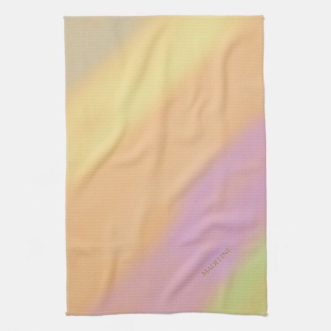 Cotton Candy Hues Pastel Stripes Name  Tea Towel (Vertical)