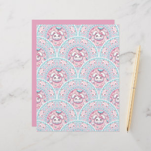 Cotton Candy Kawaii Bunny Mandala Art Deco Paper