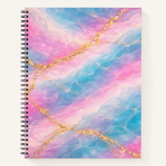 Cotton Candy Marble Texture with Gold Veining Notebook