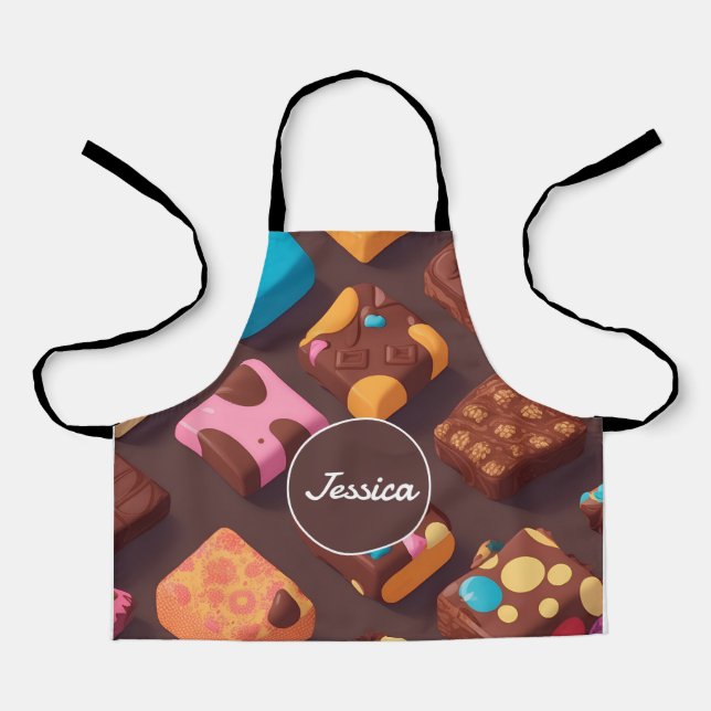 Cotton candy Mosaic Colourful Personalised Pattern Apron (Front)