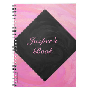Cotton Candy Pink and Black Monogram Notebook
