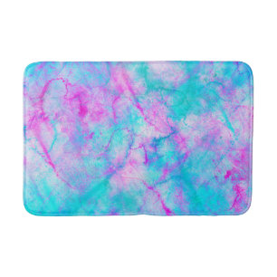 Cotton Candy Pink & Blue Watercolor Wash Stain Bath Mat