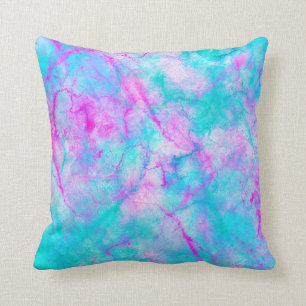 Cotton Candy Pink & Blue Watercolor Wash Stain Cushion